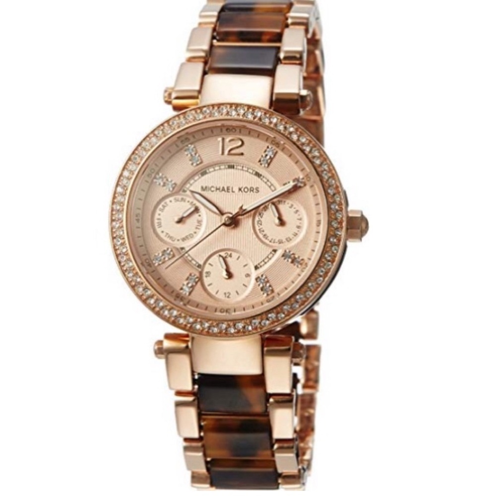 Michael Kors Rose Gold Parker Tortoise Shell Women's Watch